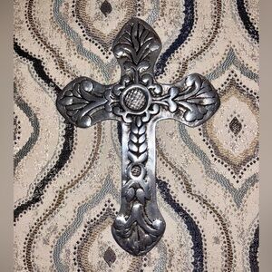 Silver Cross with Floral Design